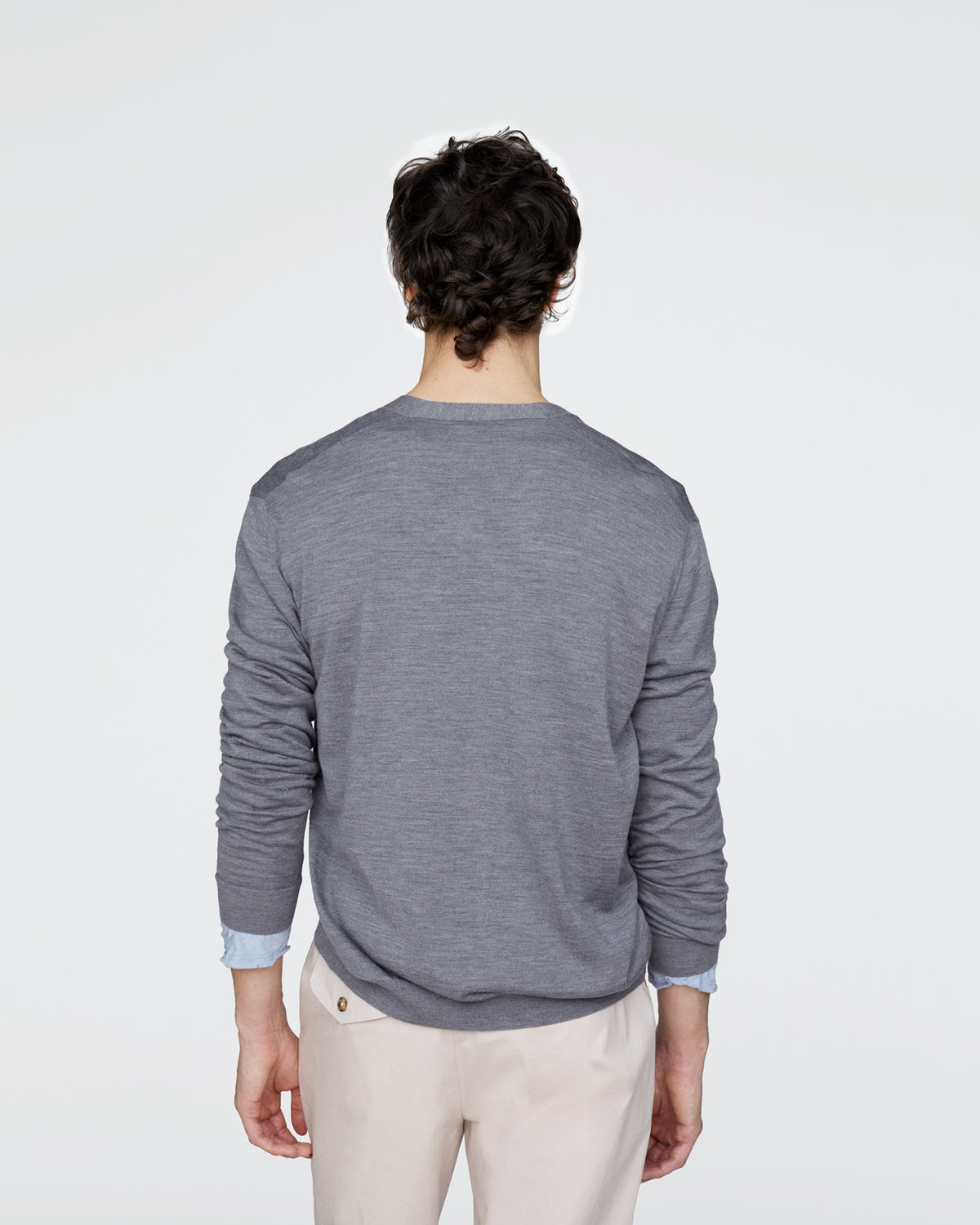 Extra Fine Merino Wool Cardigan - Medium Heather Grey