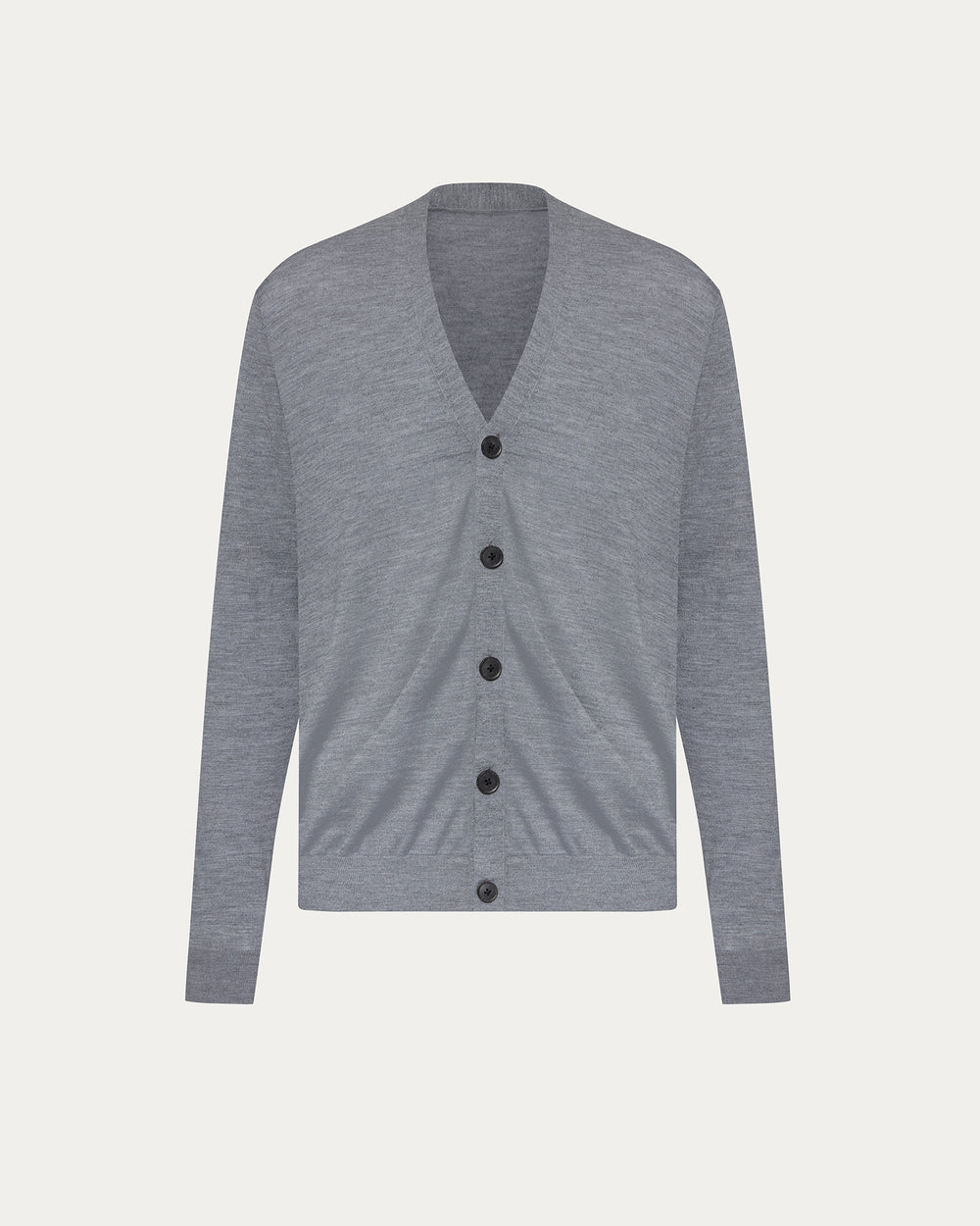 Extra Fine Merino Wool Cardigan - Medium Heather Grey