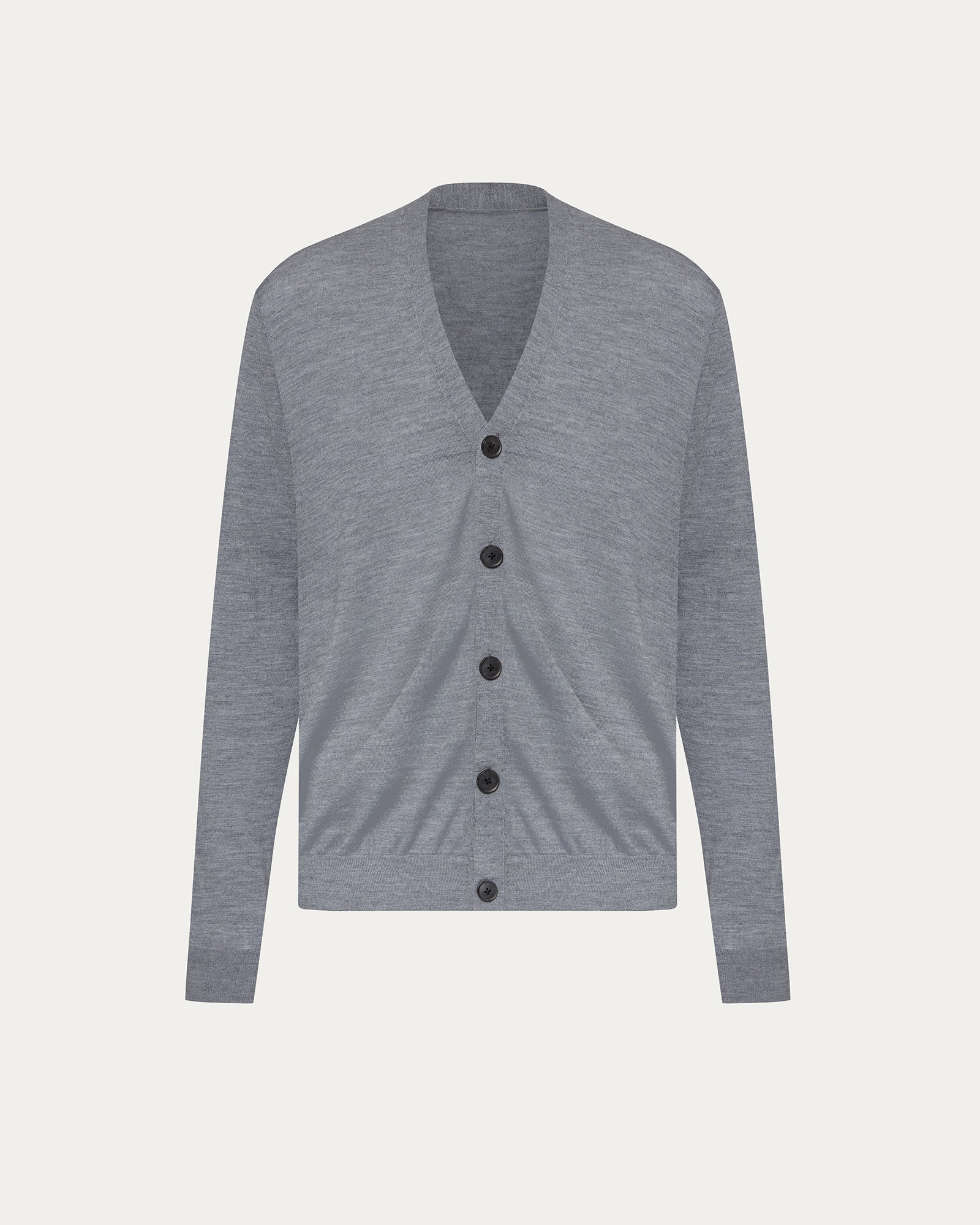 Extra Fine Merino Wool Cardigan - Medium Heather Grey