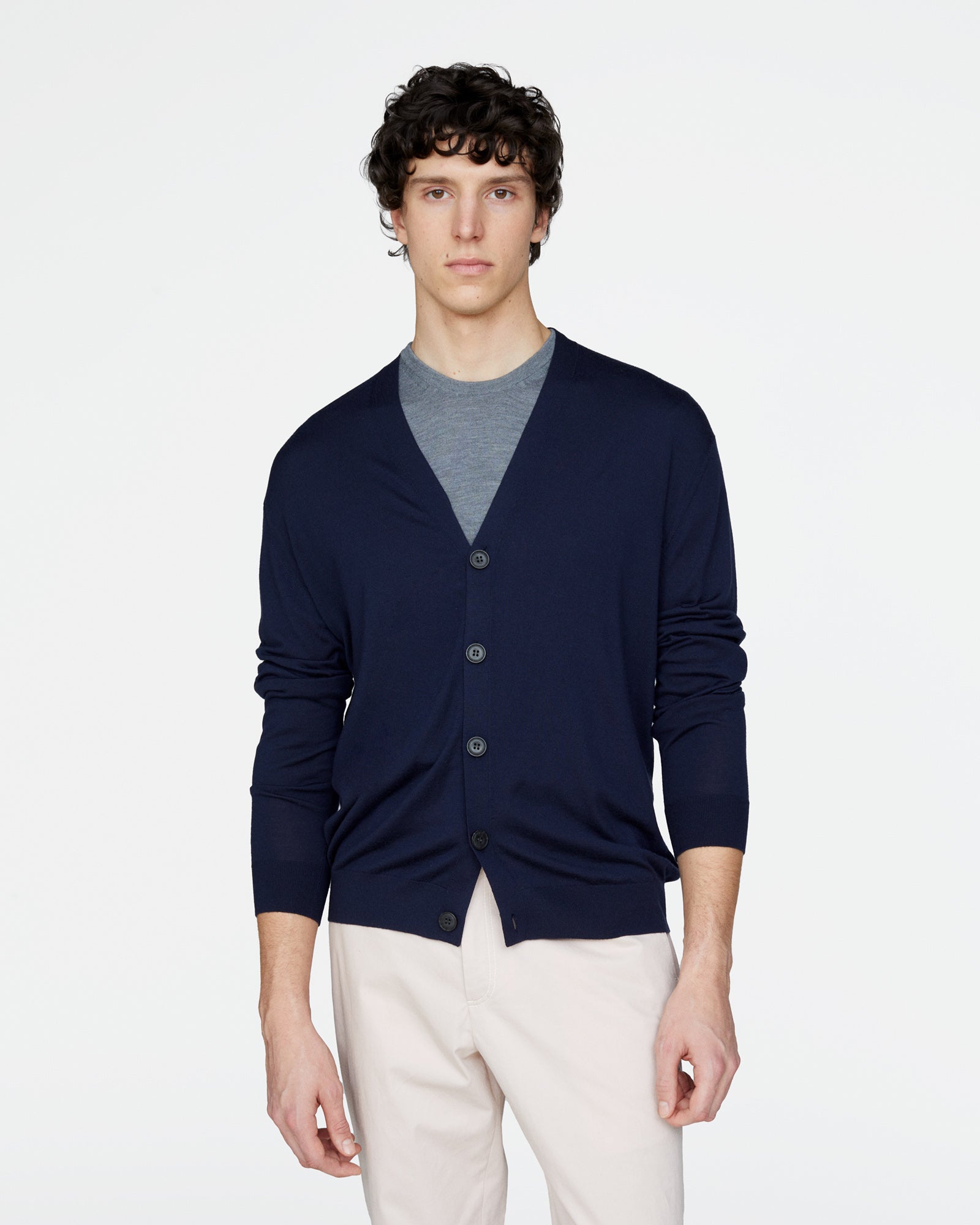 Extra Fine Merino Wool Cardigan - Midnight