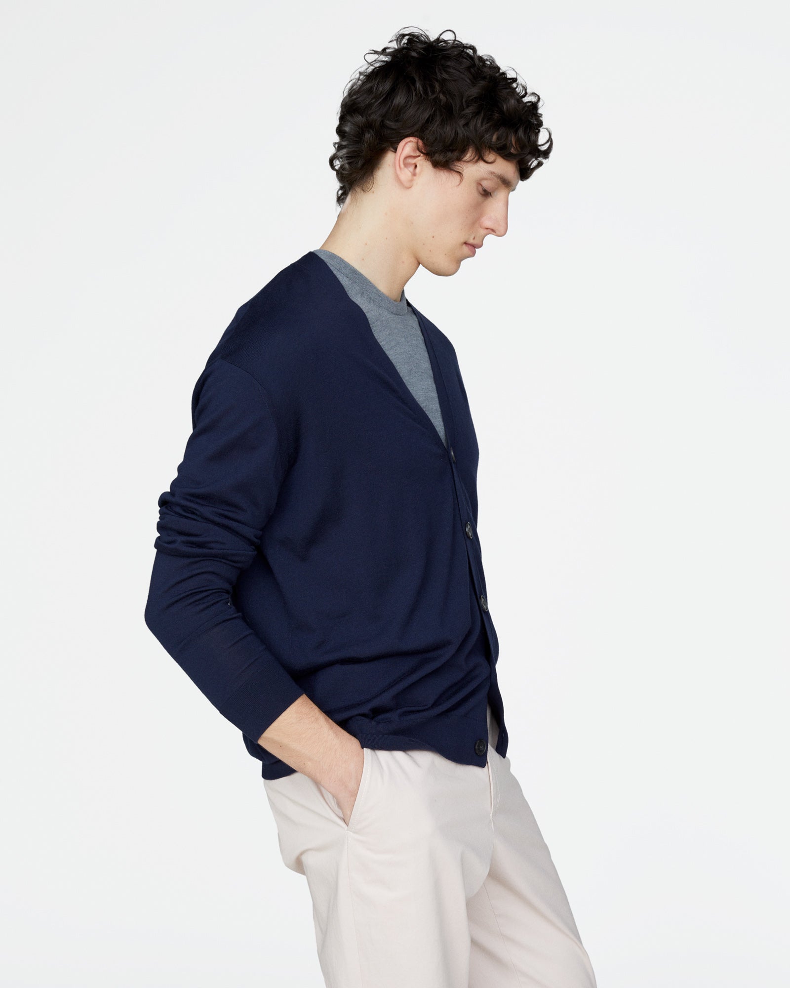 Extra Fine Merino Wool Cardigan - Midnight