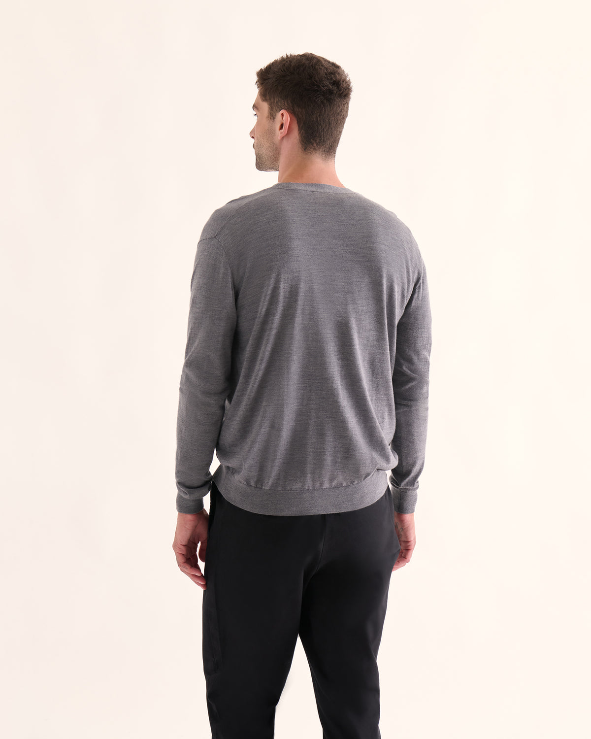 Extra Fine Merino Wool Cardigan - Medium Heather Grey