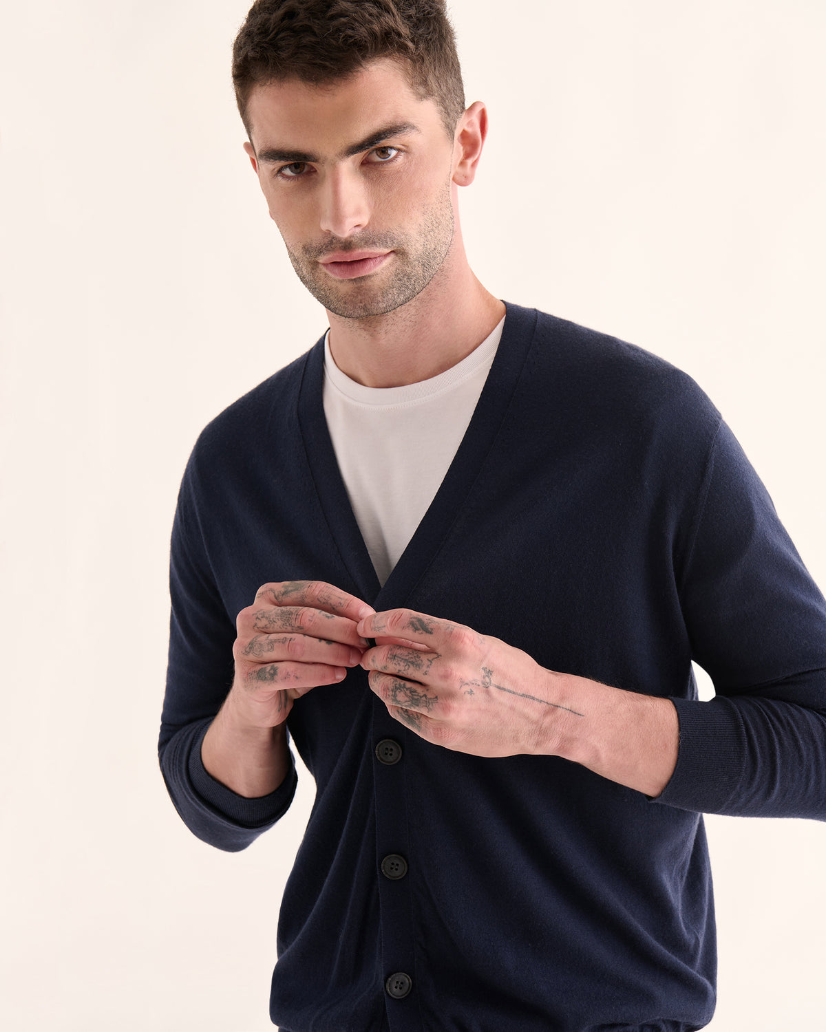 Extra Fine Merino Wool Cardigan - Midnight