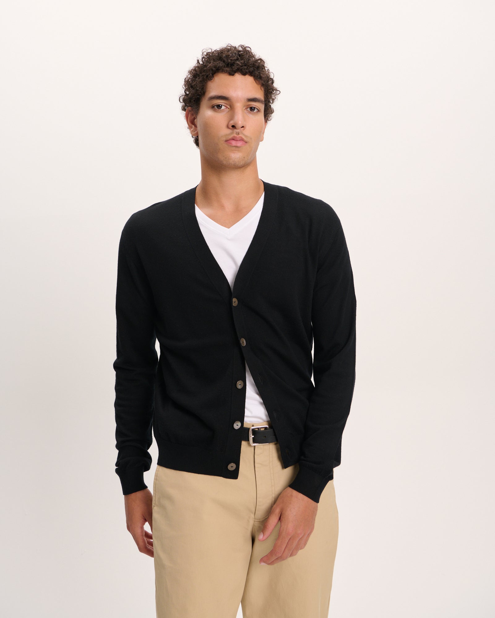 Extra Fine Merino Wool Cardigan - Black