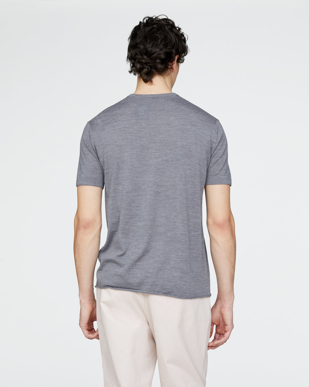 Extra Fine Merino Wool Crew Neck Tee - Medium Heather Grey