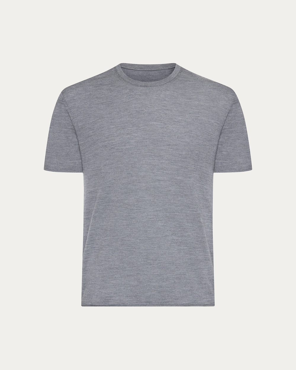 Extra Fine Merino Wool Crew Neck Tee - Medium Heather Grey