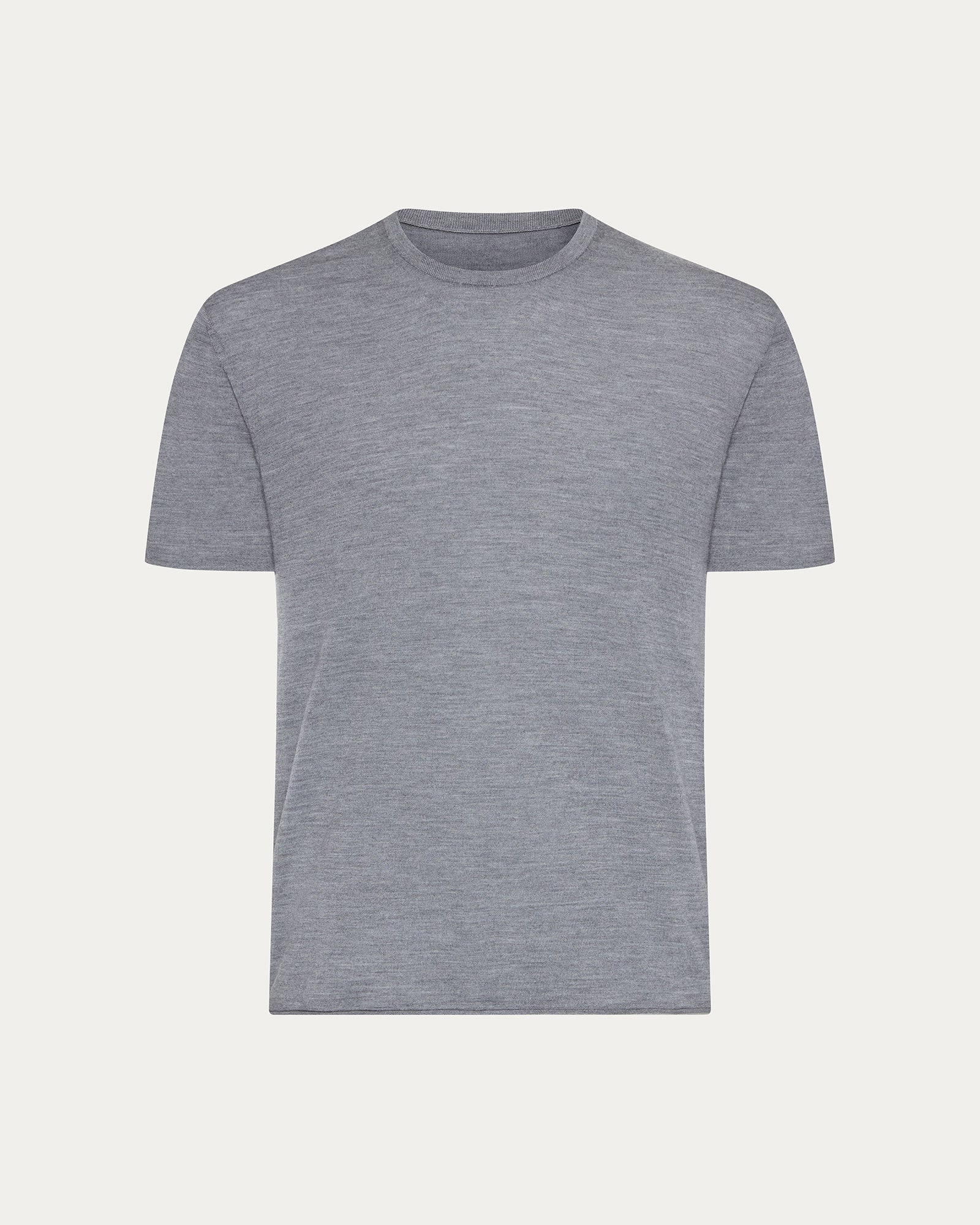 Extra Fine Merino Wool Crew Neck Tee - Medium Heather Grey