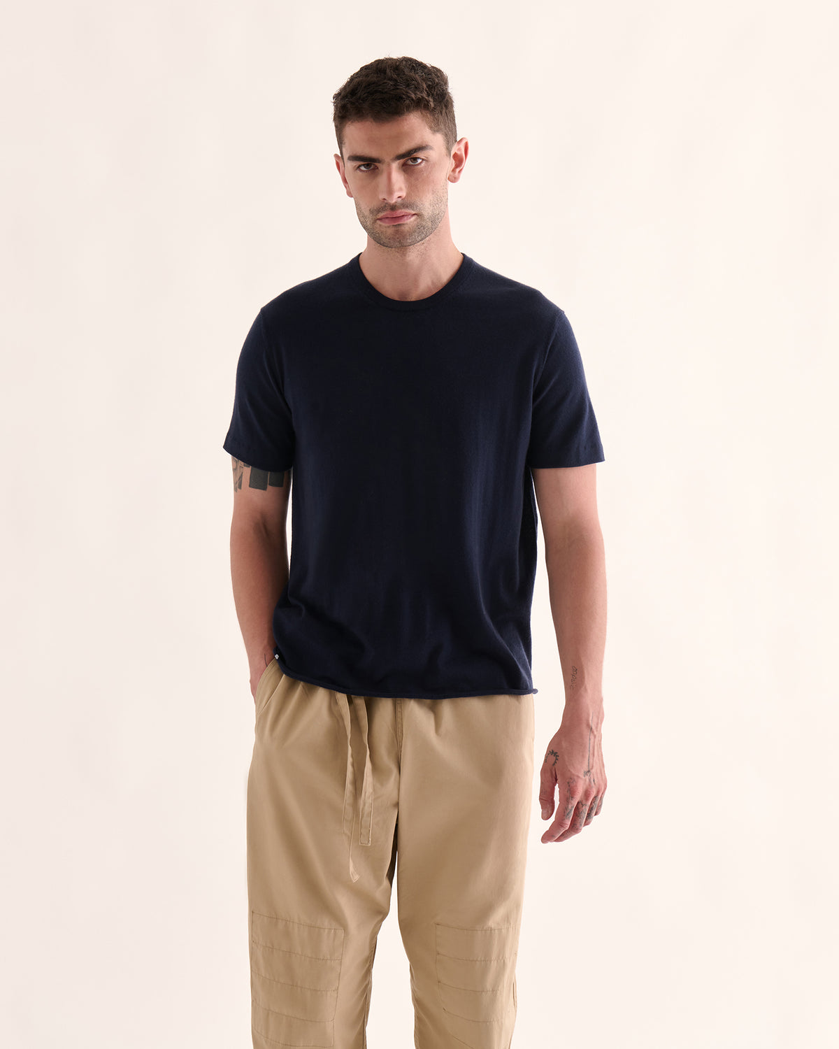 Extra Fine Merino Wool Crew Neck Tee - Midnight