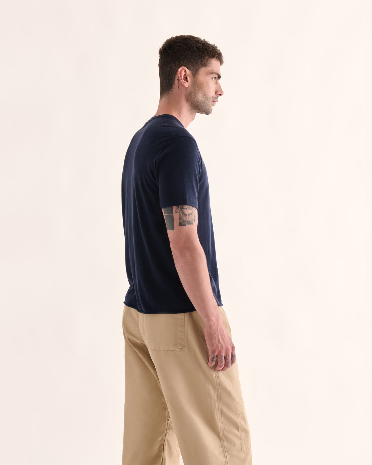 Extra Fine Merino Wool Crew Neck Tee - Midnight