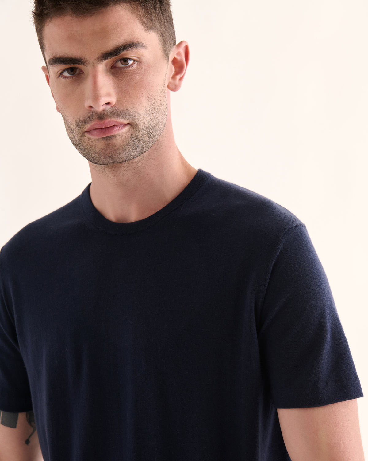 Extra Fine Merino Wool Crew Neck Tee - Midnight