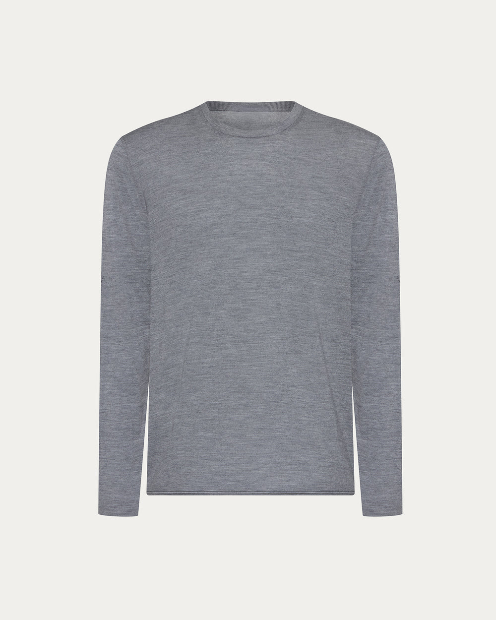 Extra Fine Merino Wool Long Sleeve Crew Neck Tee - Medium Heather Grey