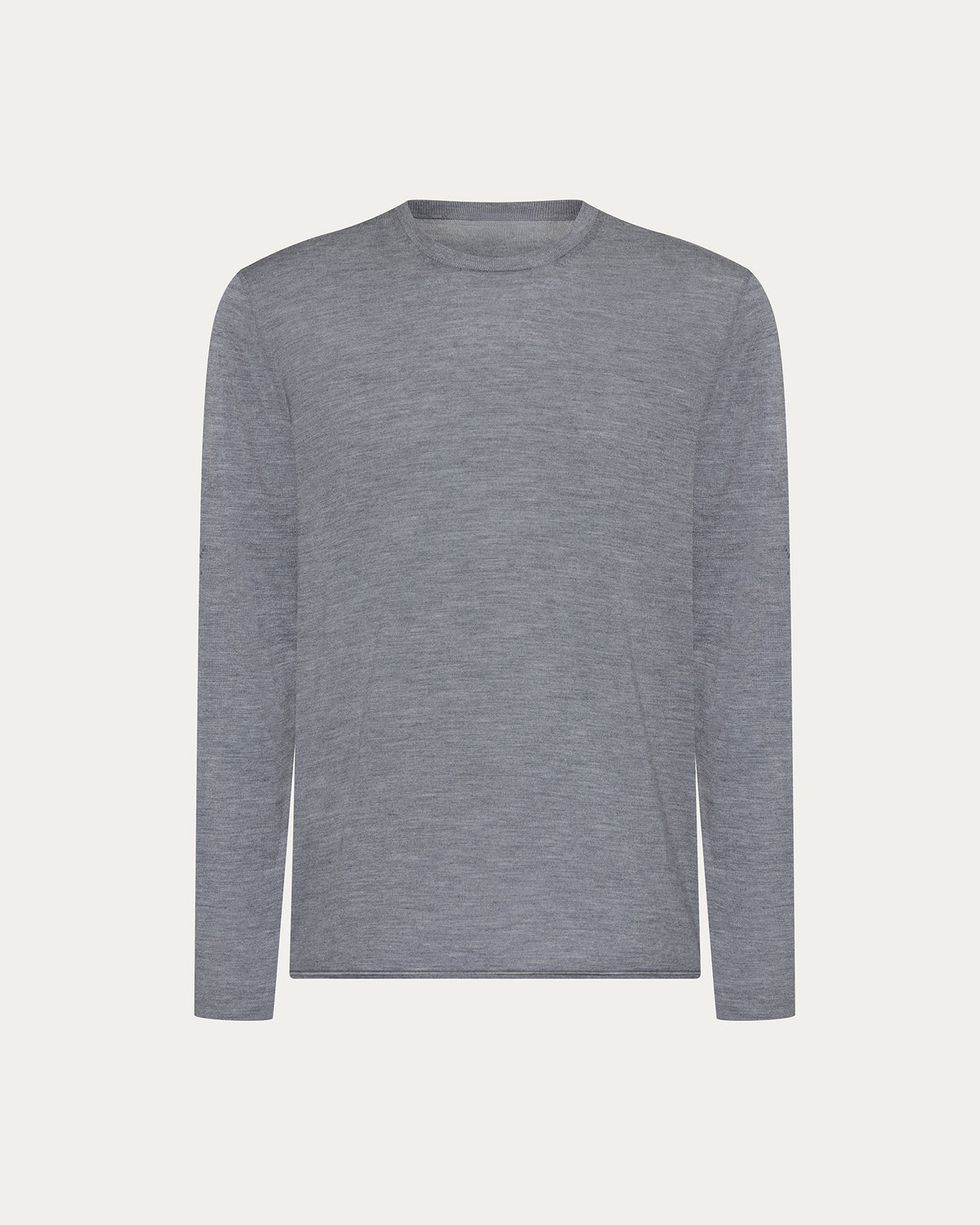 Extra Fine Merino Wool Long Sleeve Crew Neck Tee - Medium Heather Grey