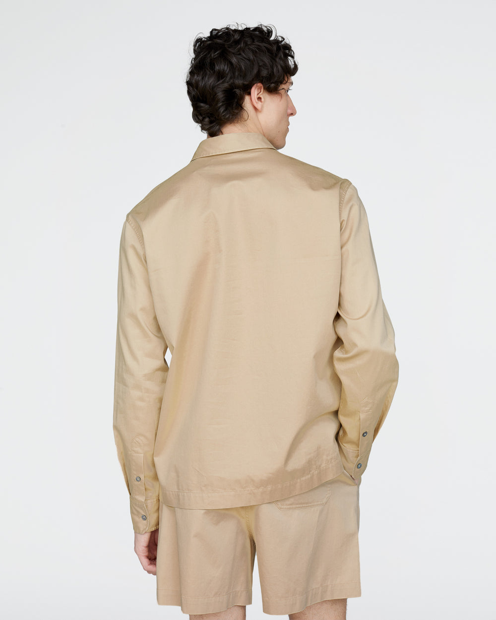 Cotton Poplin Popover Shirt - Macadamia