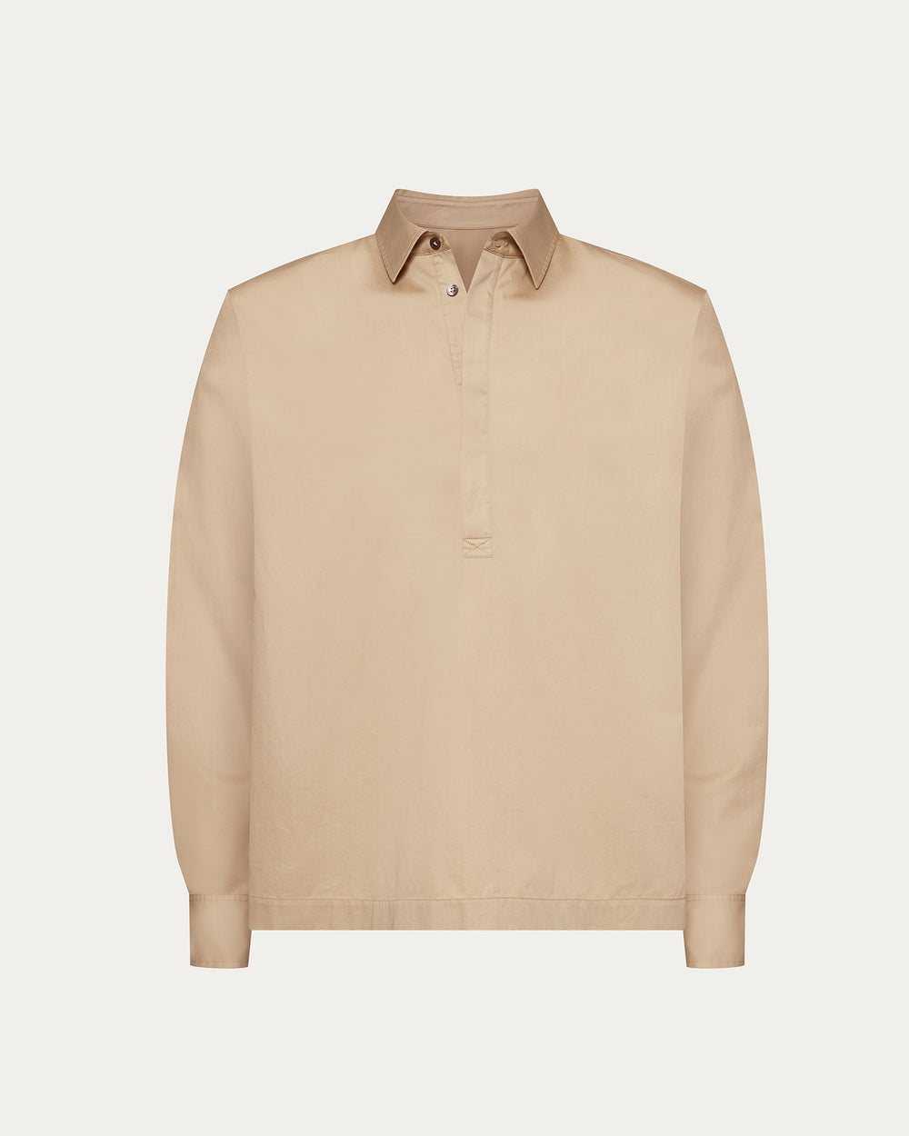Cotton Poplin Popover Shirt - Macadamia