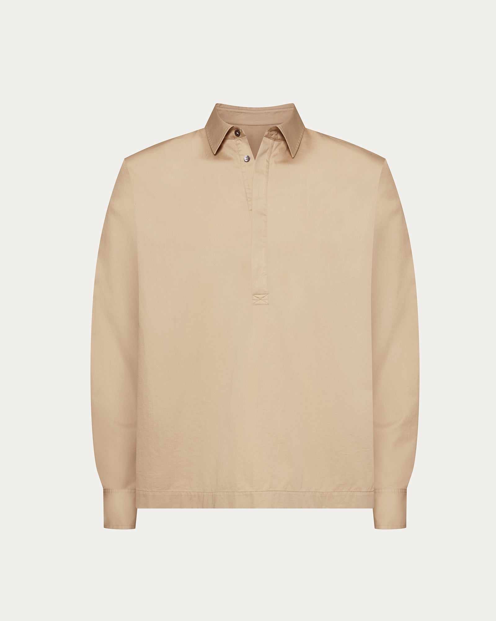 Cotton Poplin Popover Shirt - Macadamia