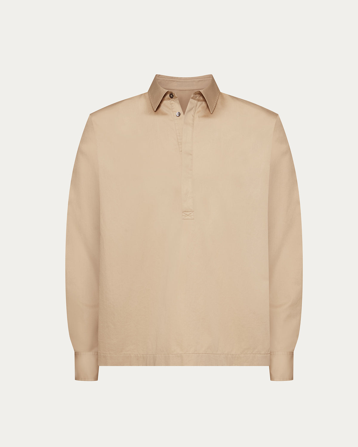 Cotton Poplin Popover Shirt - Macadamia