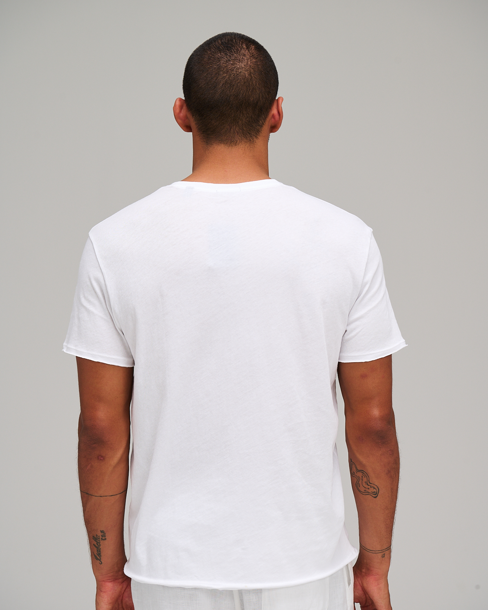 Vintage Jersey Cut Off V-Neck Tee - White