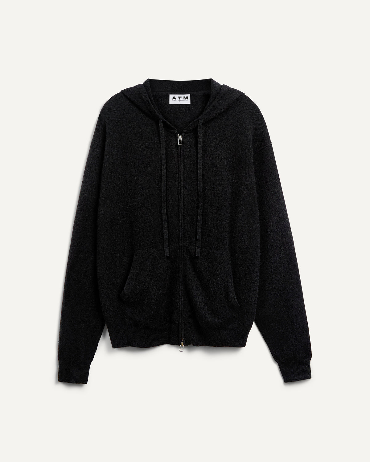 Cashmere Zip-Up Hoodie - Black