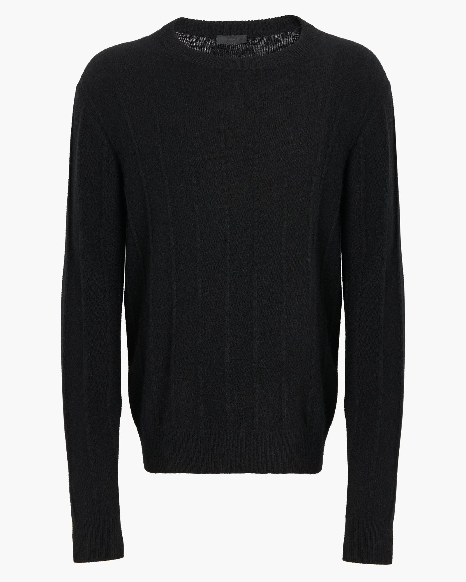 Wide Rib Cashmere Crew Neck Sweater - Black
