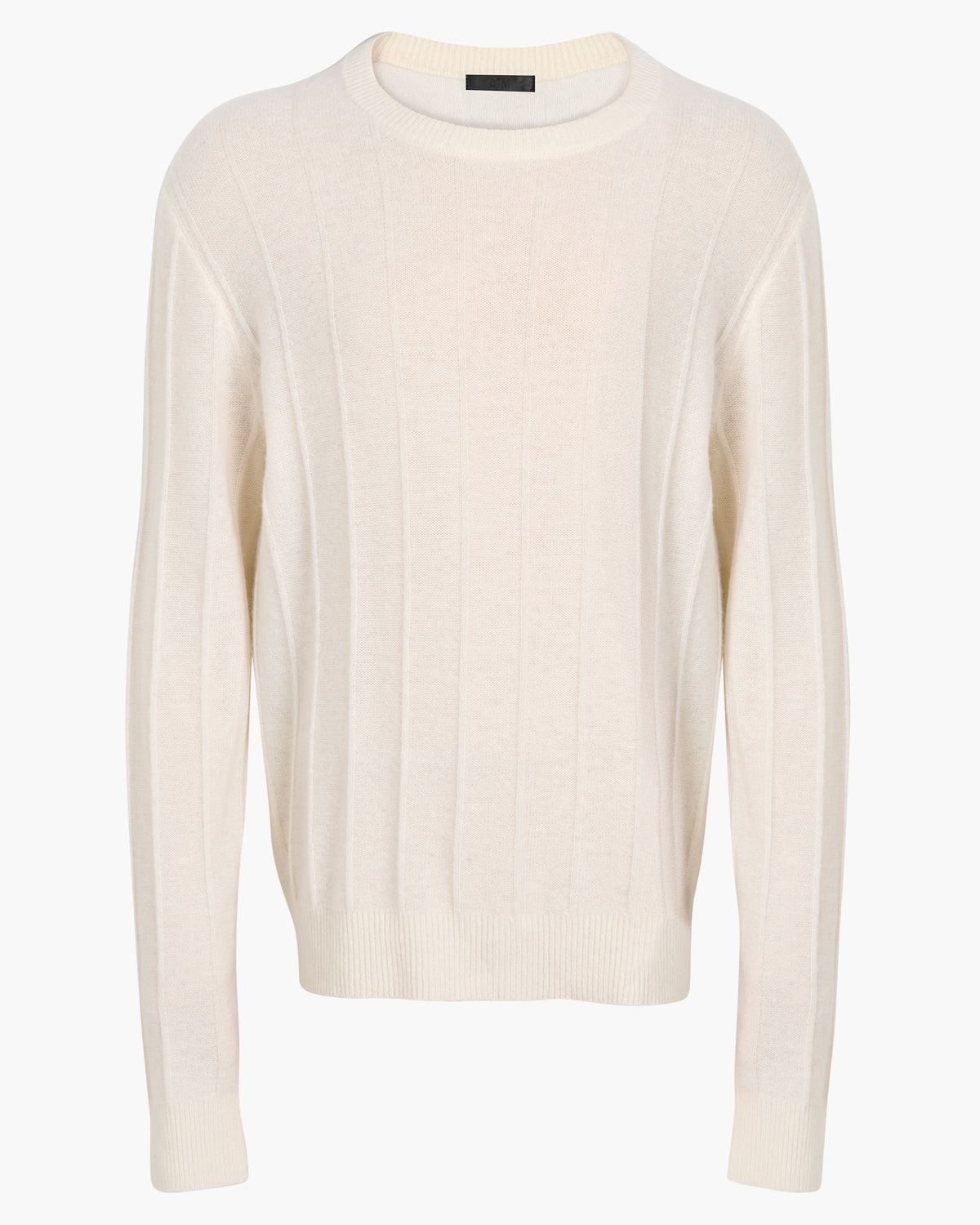 Wide Rib Cashmere Crew Neck Sweater - Chalk