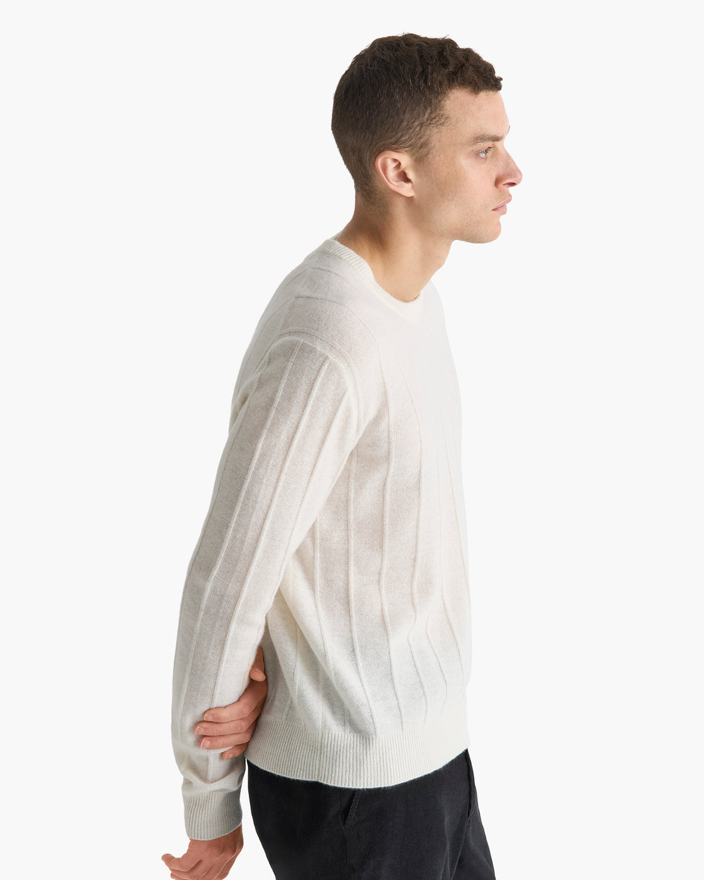 Wide Rib Crew Neck Sweater - Chalk