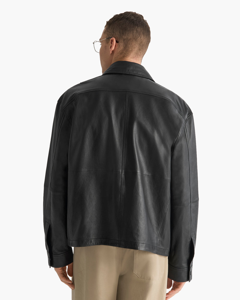 Leather Utility Jacket - Black