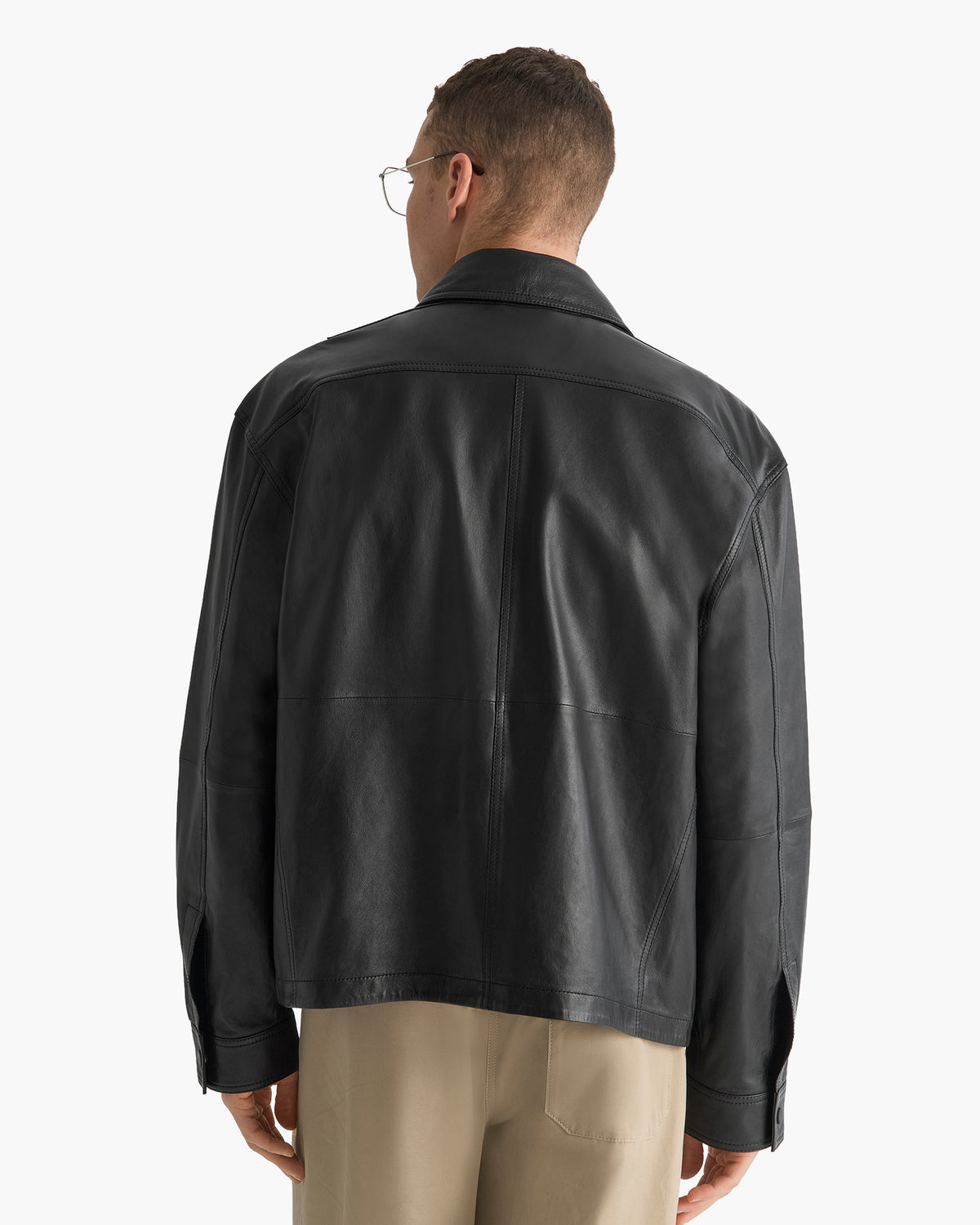 Leather Shirt Jacket - Black