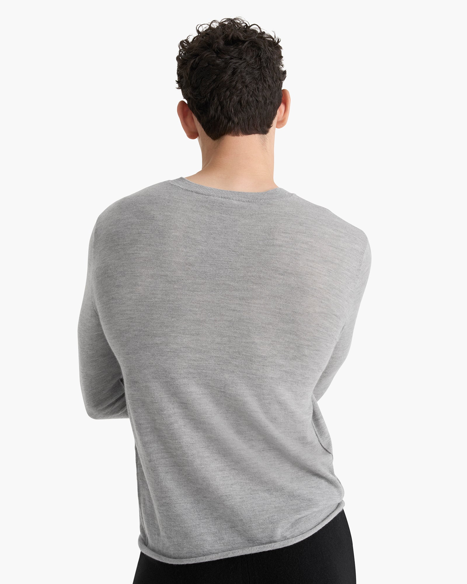 Lightweight Cashmere V-Neck - Heathered Grey