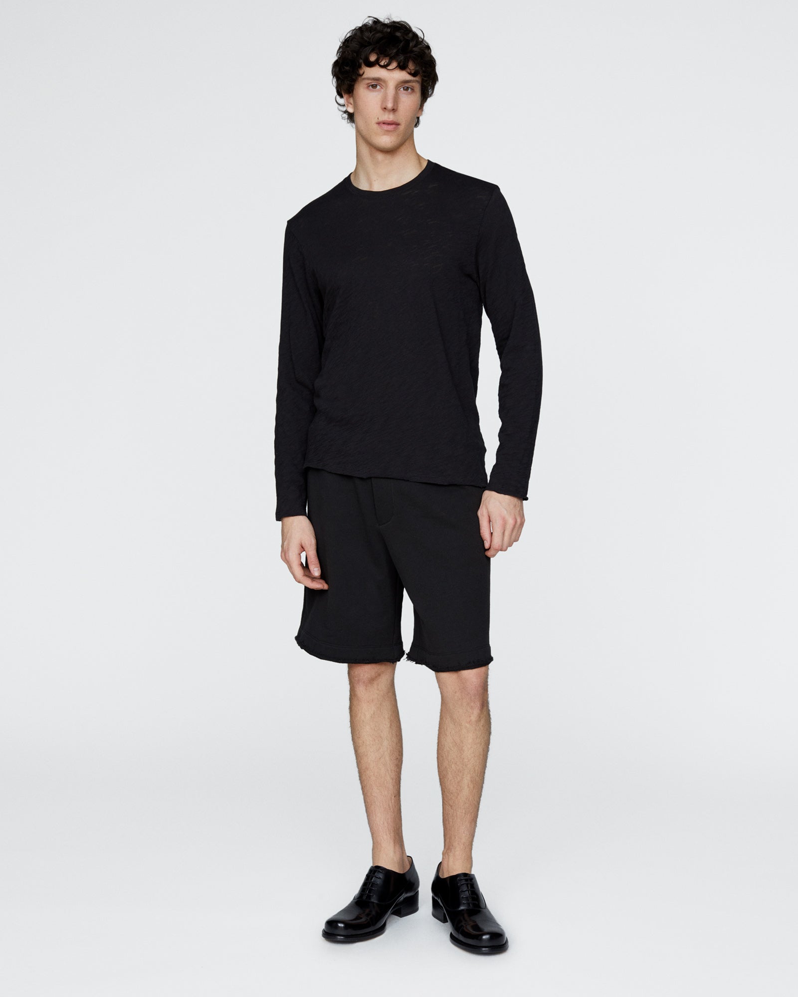 Slub Jersey Long Sleeve Destroyed Wash Tee - Black – ATM Anthony