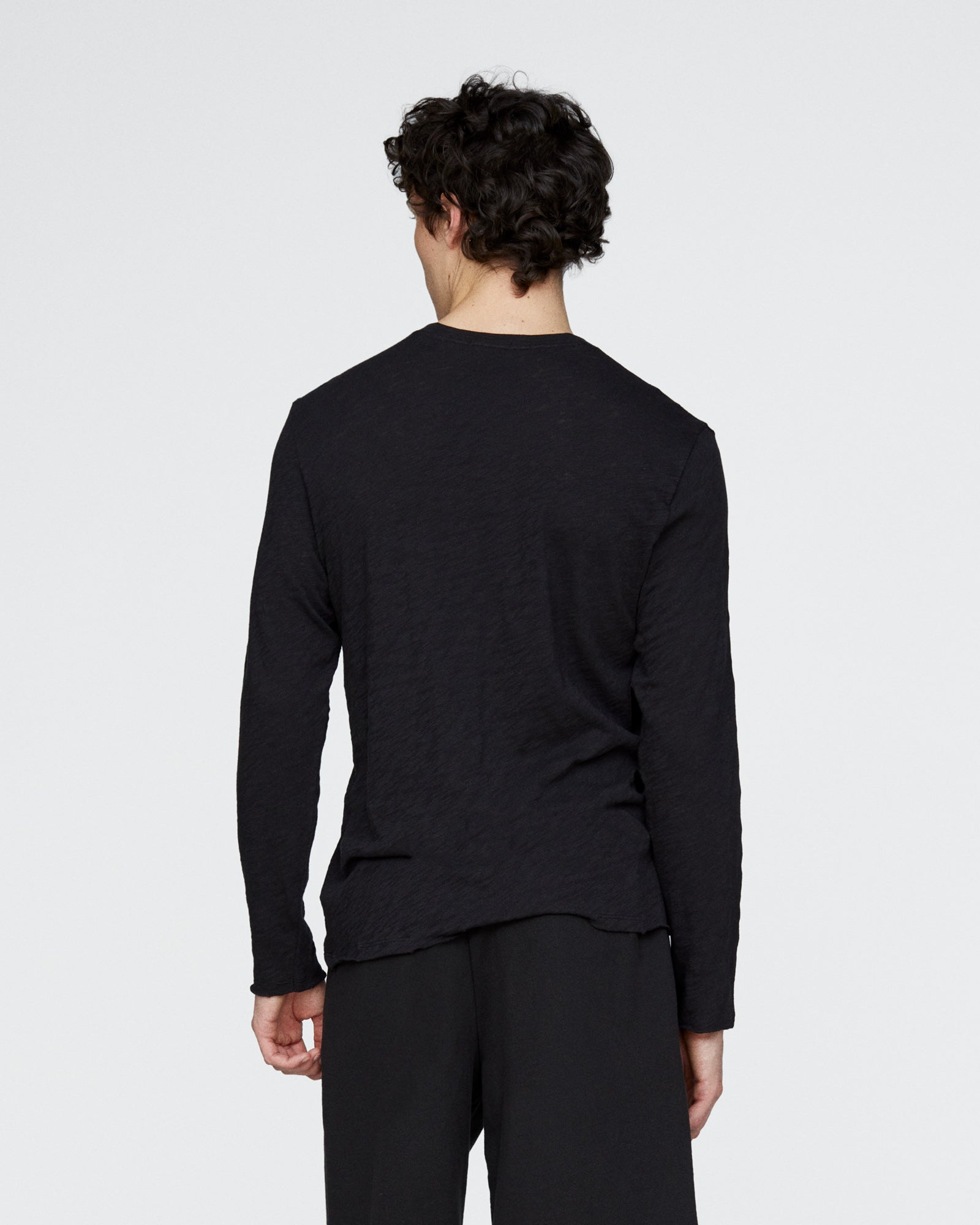 Slub Jersey Long Sleeve Destroyed Wash Tee - Black – ATM Anthony