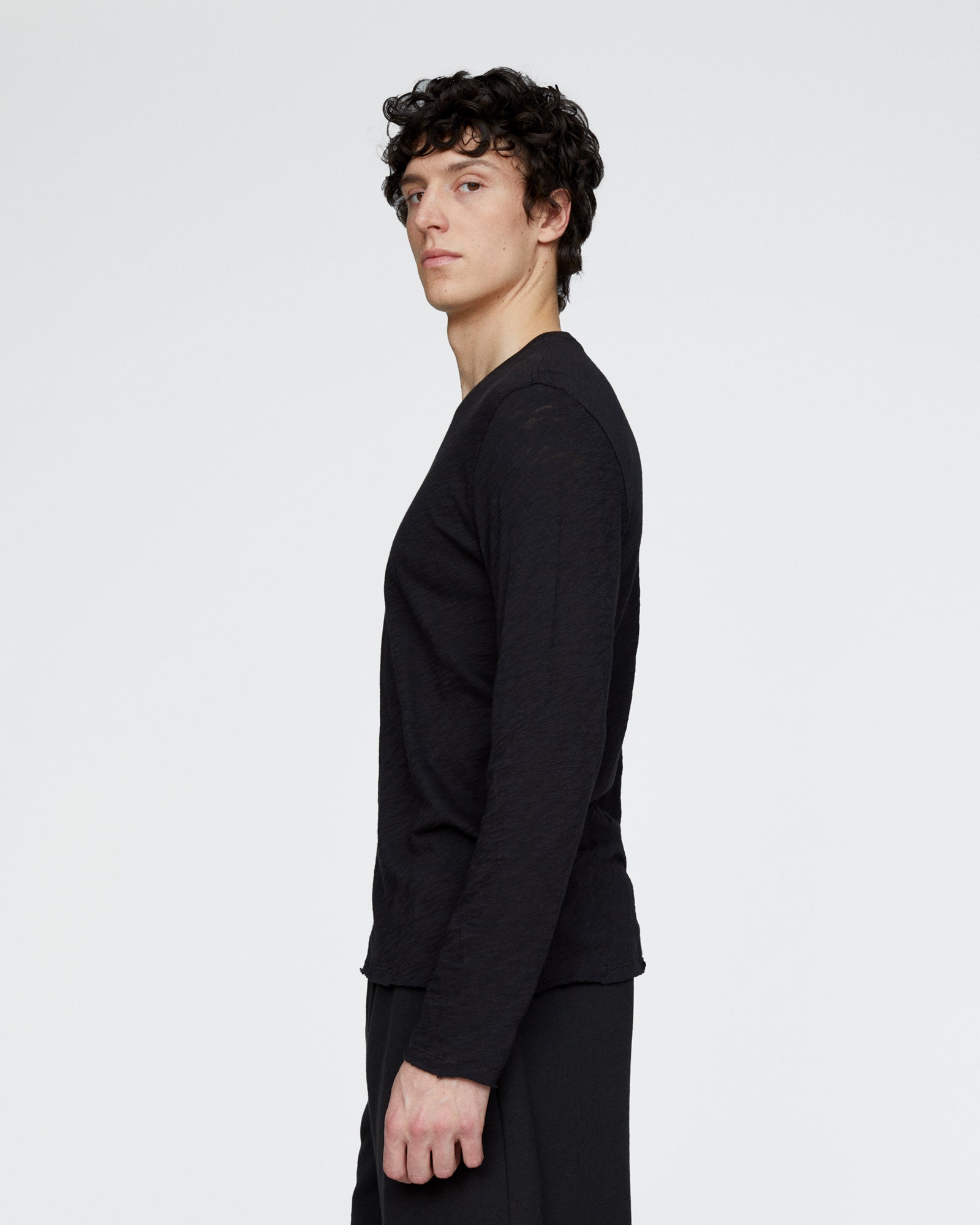 Slub Jersey Long Sleeve Destroyed Wash Tee - Black – ATM Anthony