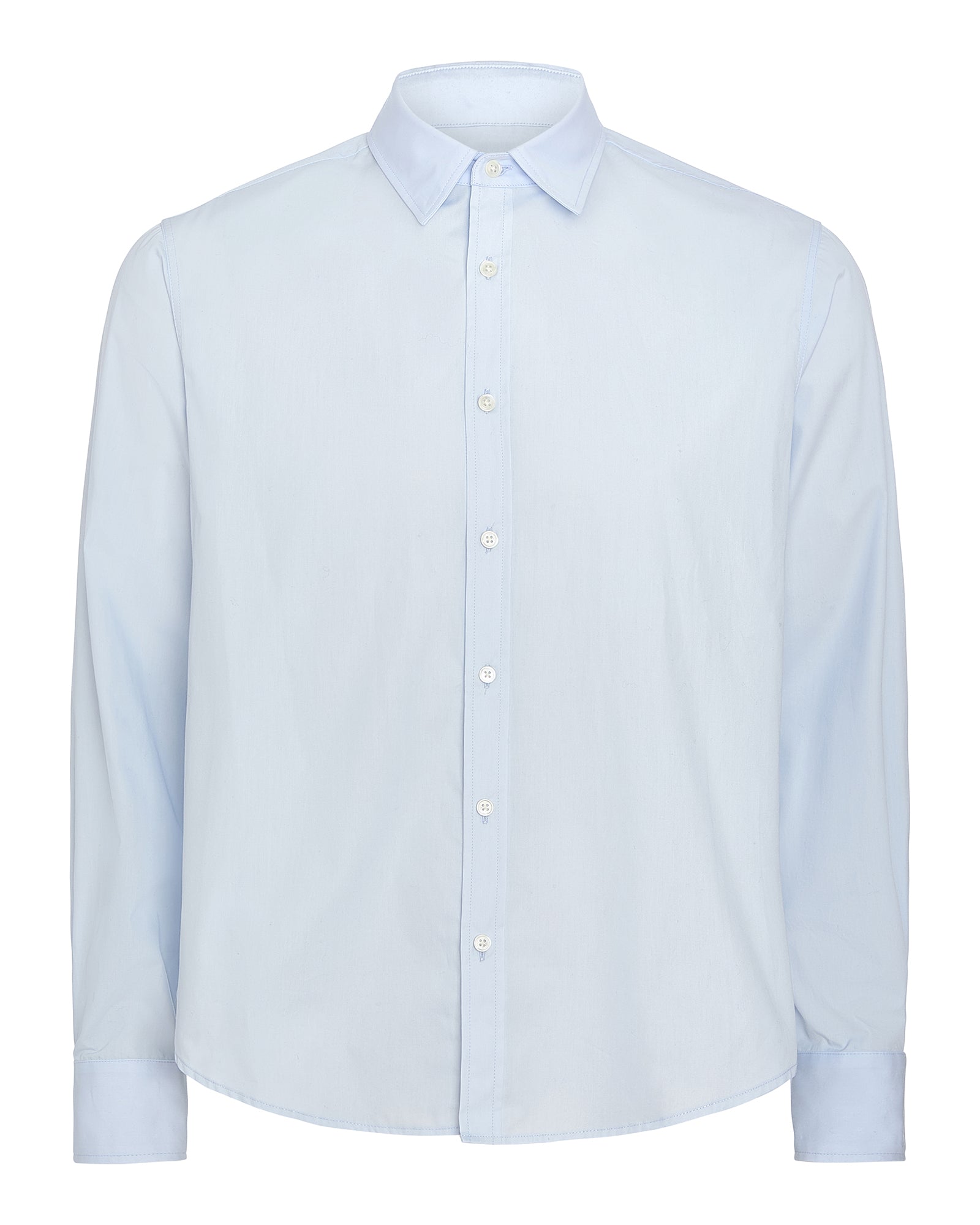 Cotton Poplin Button Down Shirt - Light Blue