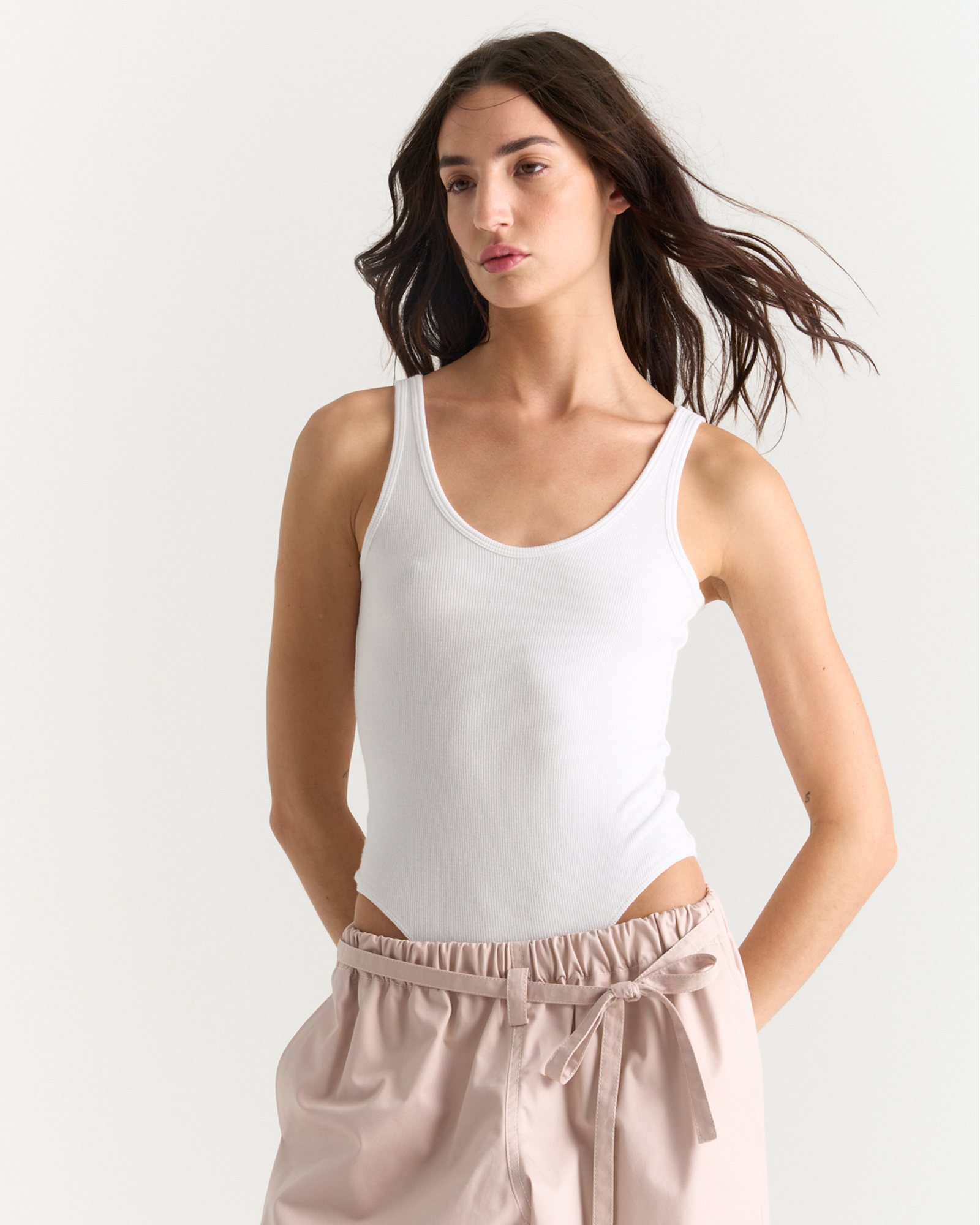 Modal Rib Bodysuit - White