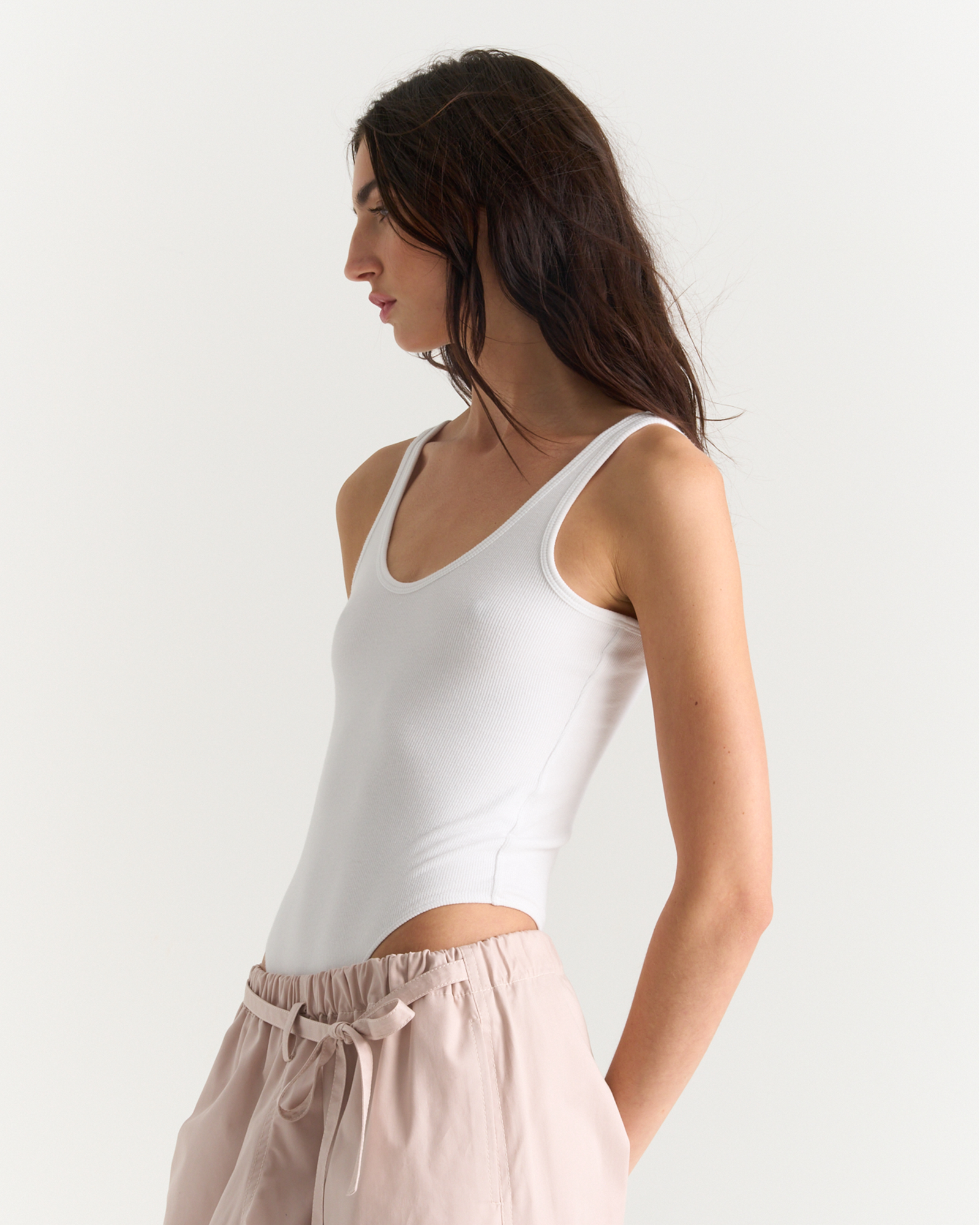Modal Rib Bodysuit - White