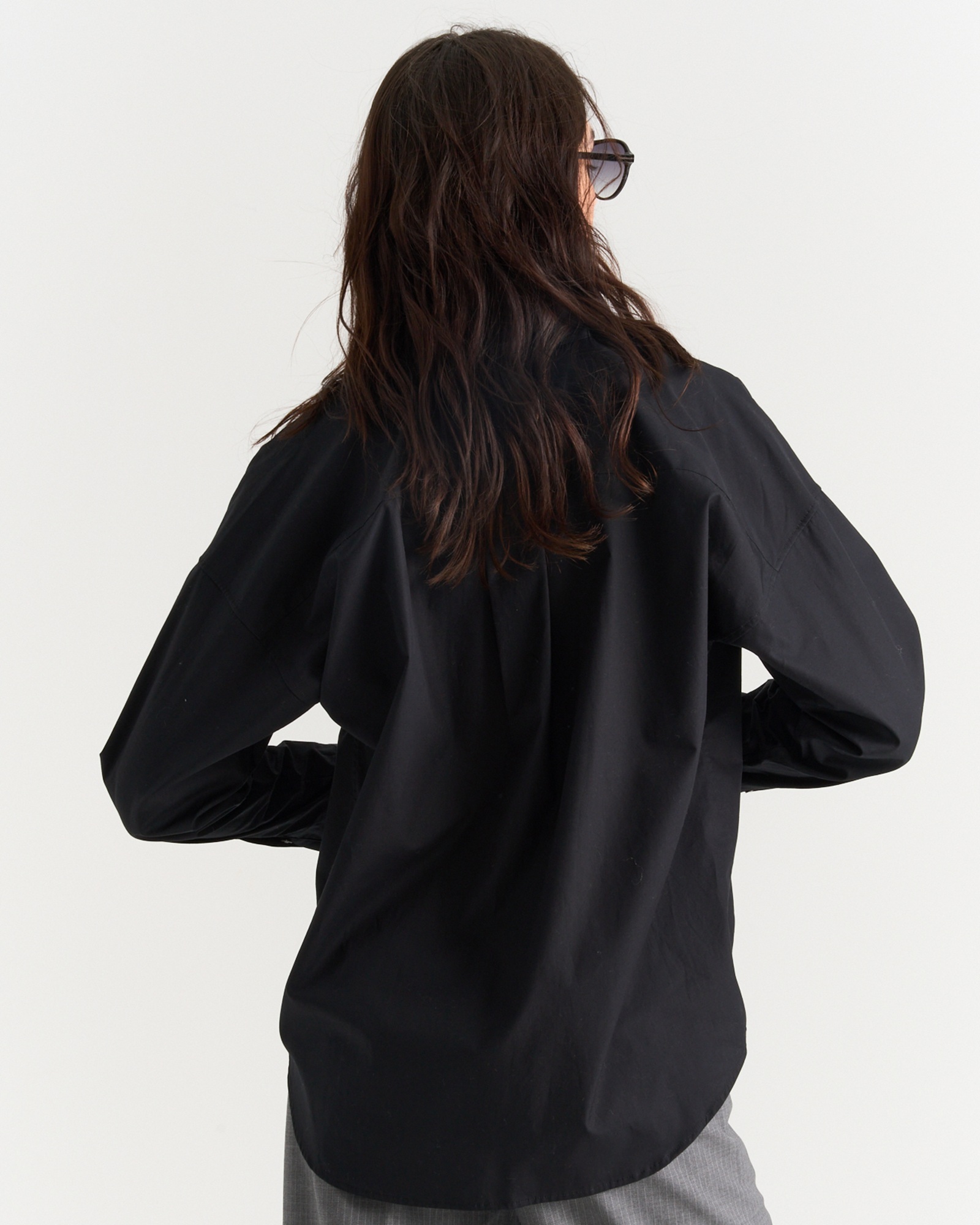 Cotton Poplin Boyfriend Shirt - Black
