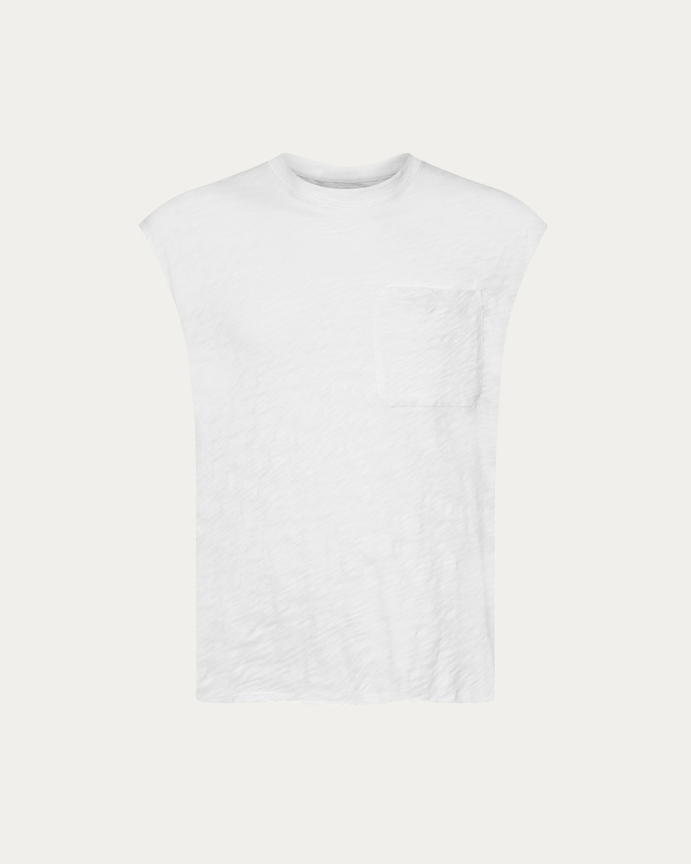 Slub Jersey Cut Off Muscle Tee - White