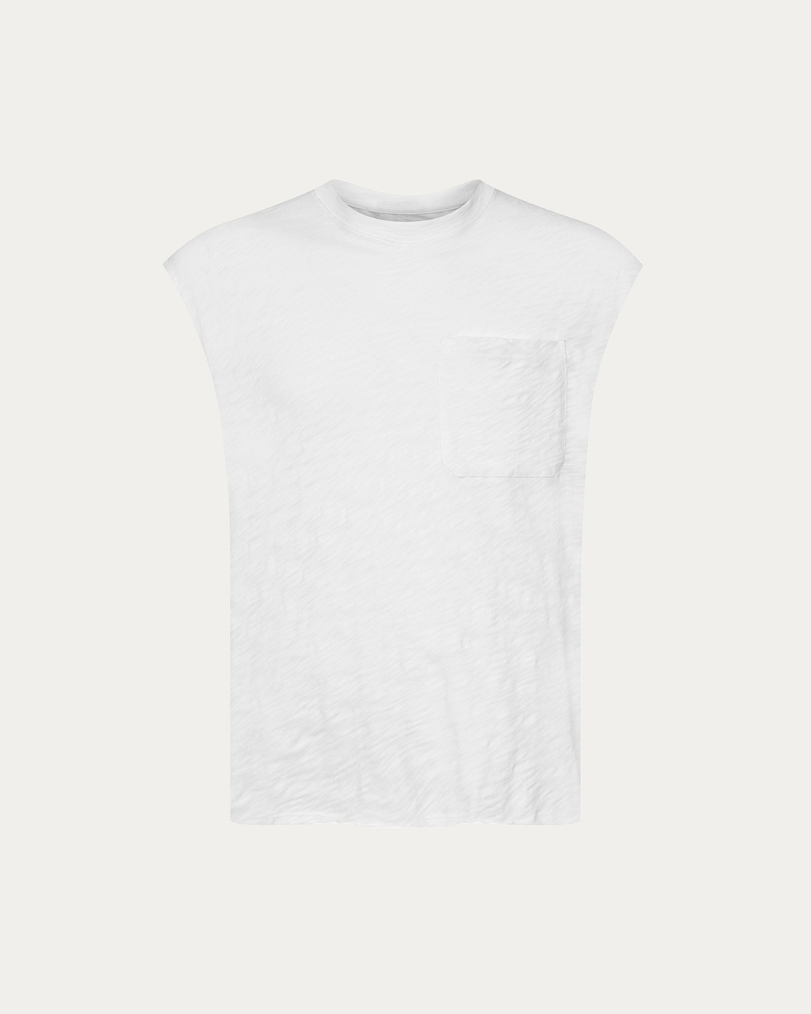 Slub Jersey Cut Off Muscle Tee - White