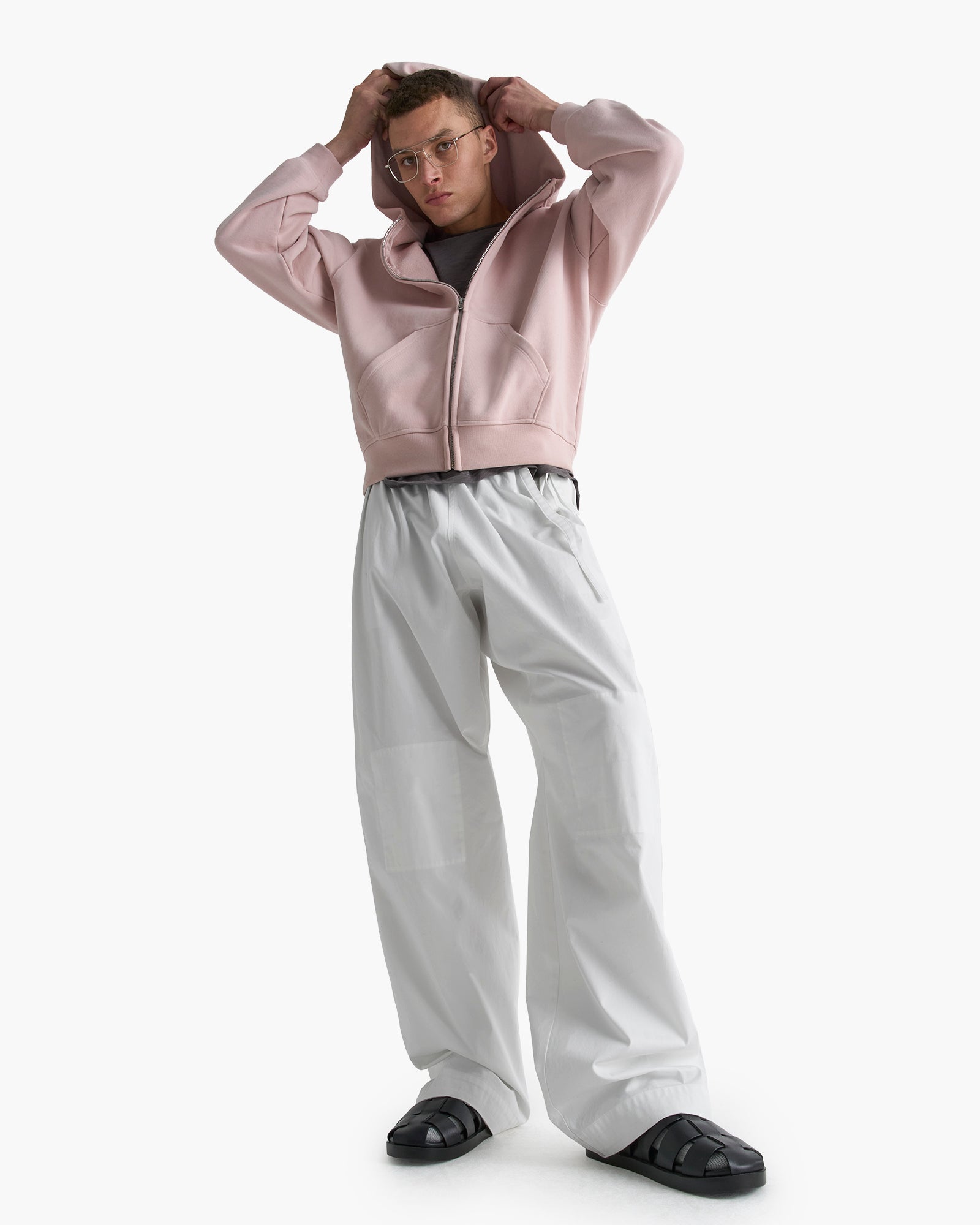 Heavy French Terry Zip-Up Hoodie - Faded Rose