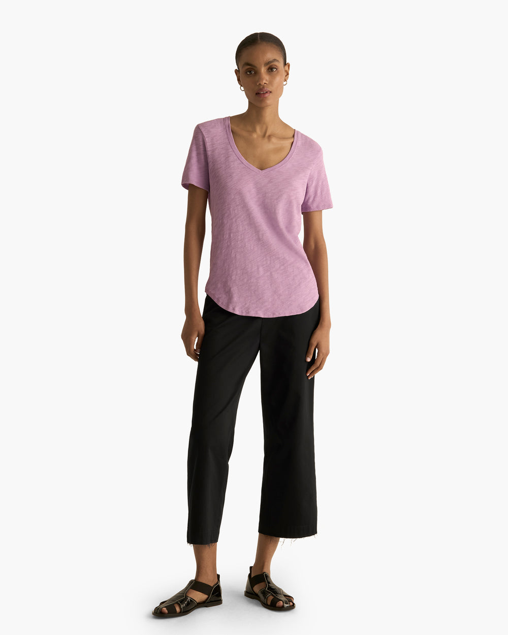 Slub Jersey Classic V-Neck Tee - Thistle