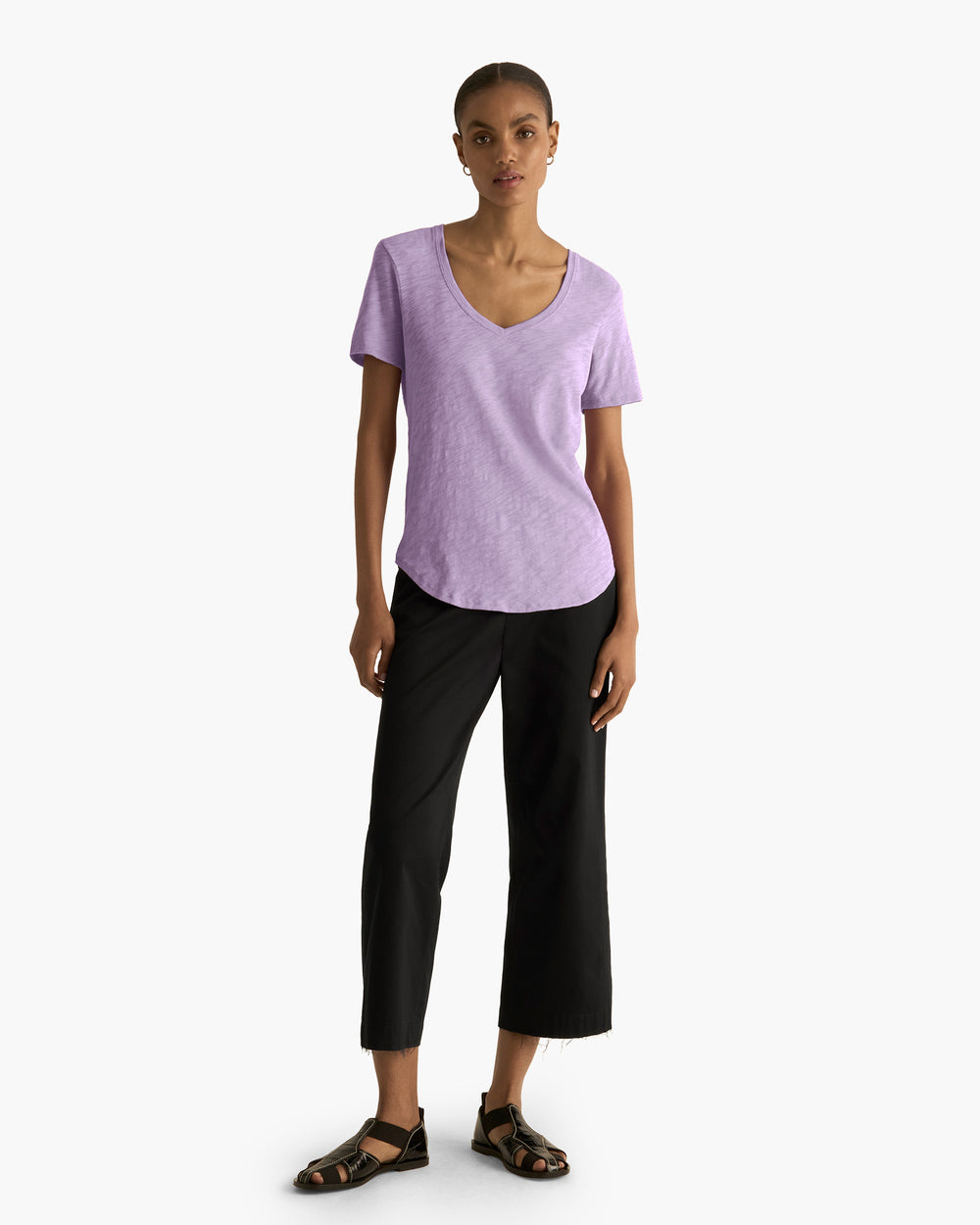 Slub Jersey Classic V-Neck Tee - Thistle