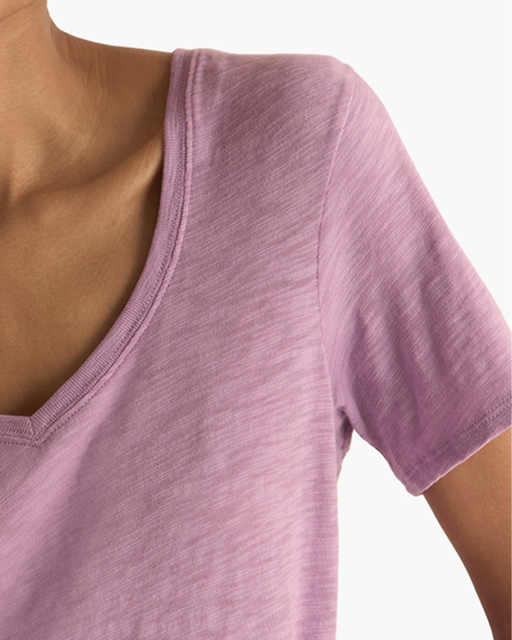 Slub Jersey Classic V-Neck Tee - Thistle