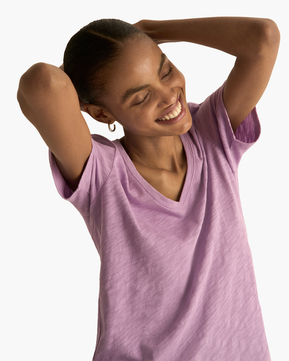 Slub Jersey Classic V-Neck Tee - Thistle