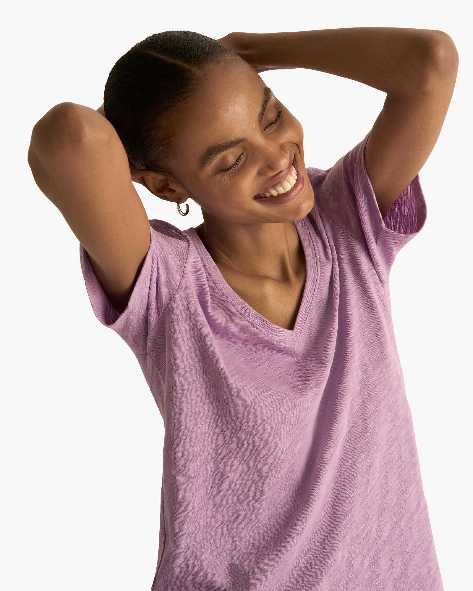 Slub Jersey Classic V-Neck Tee - Thistle