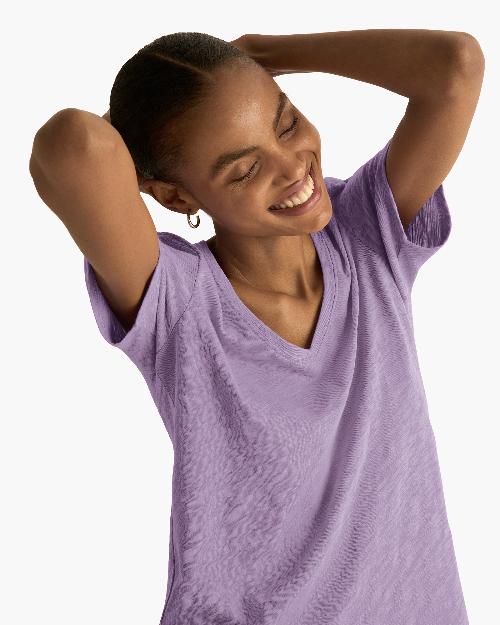 Slub Jersey Classic V-Neck Tee - Thistle