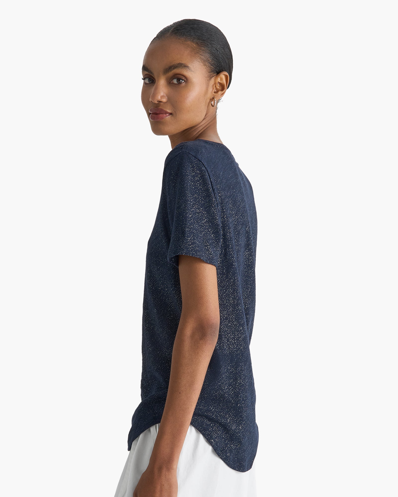 Slub Jersey Classic V-Neck Tee - Obsidian Silver