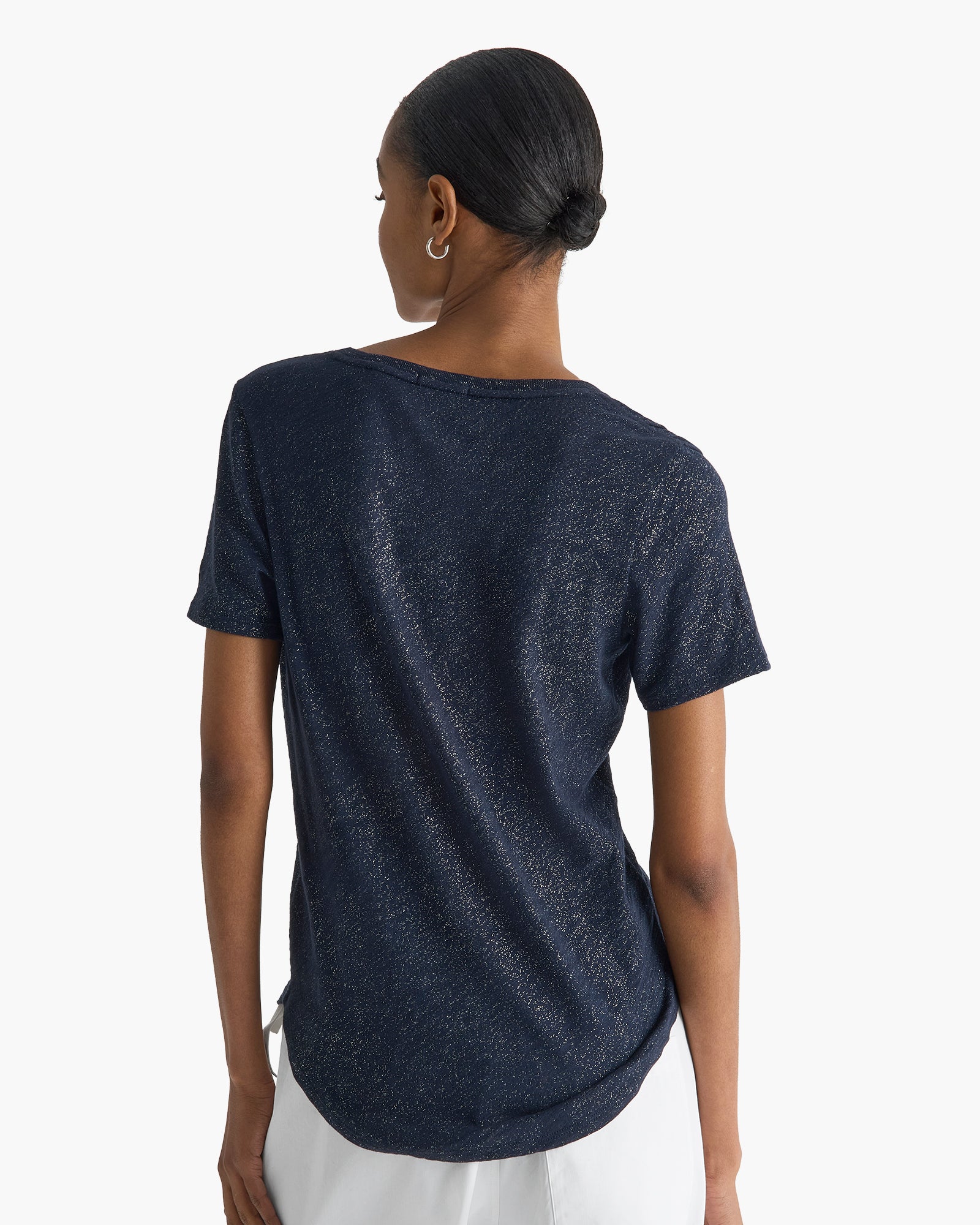 Slub Jersey Classic V-Neck Tee - Obsidian Silver