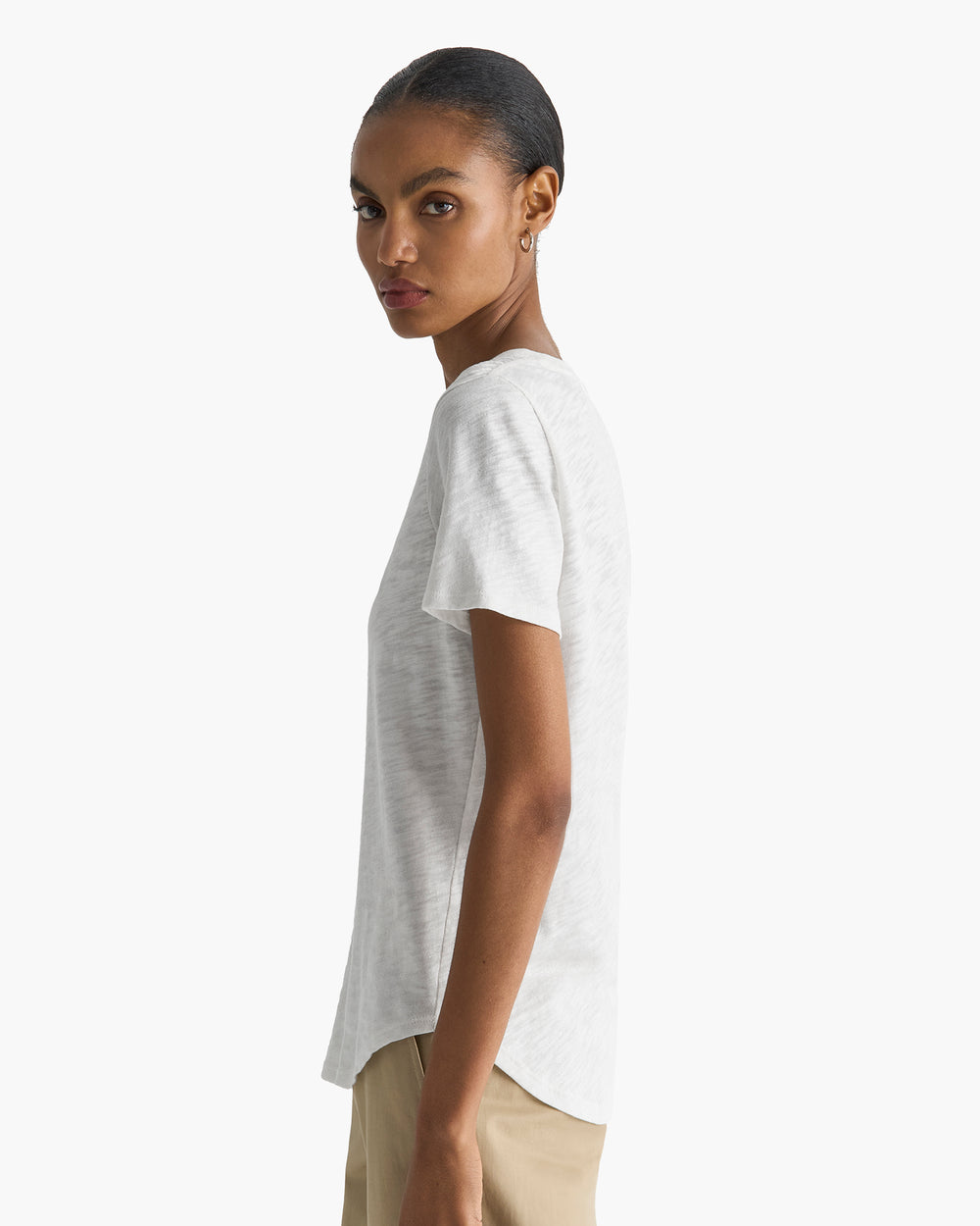 Slub Jersey Classic V-Neck Tee - Seashell Silver