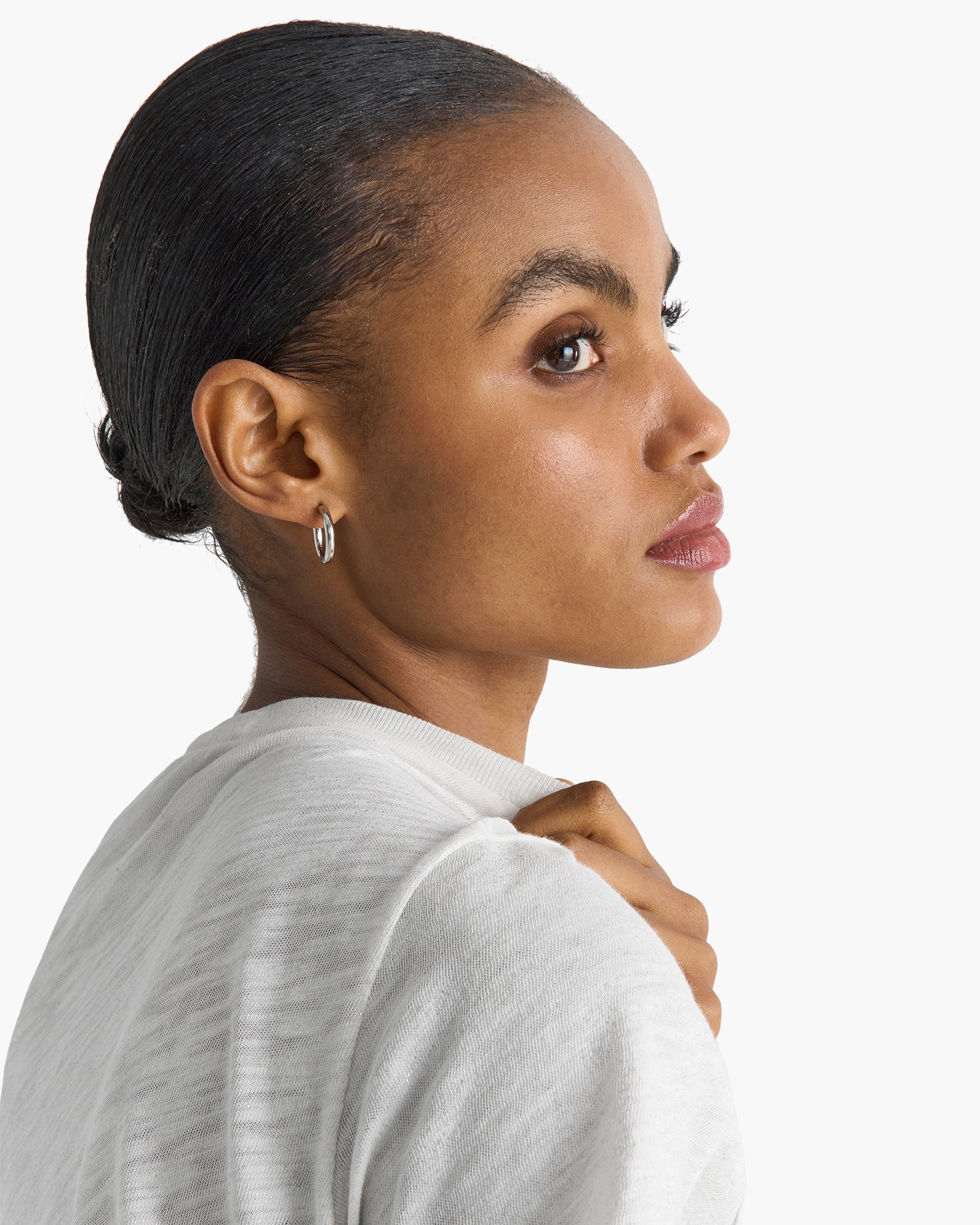 Slub Jersey Classic V-Neck Tee - Seashell Silver