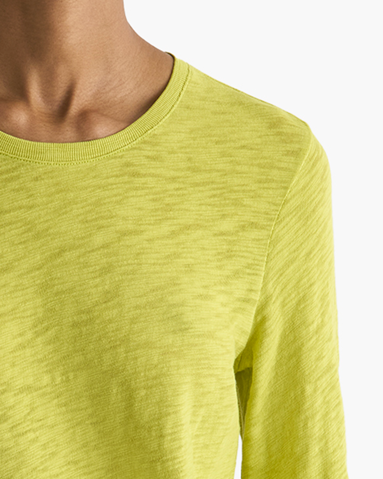 Slub Jersey Long Sleeve Destroyed Wash Tee - Citrus Leaf