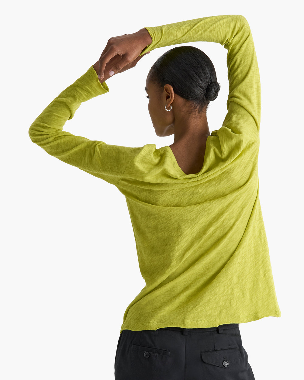 Slub Jersey Long Sleeve Destroyed Wash Tee - Citrus Leaf